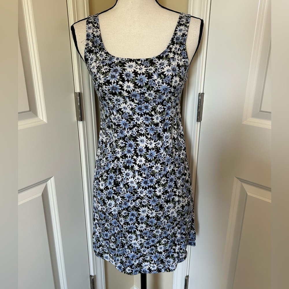 American Eagle Outfitters Floral Mini Dress - blue and black